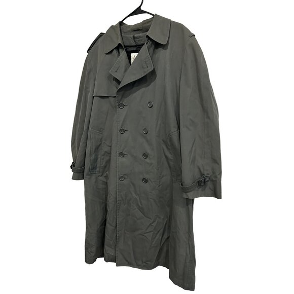 London Fog Mens Black Double Breasted Trench Coat Removable Lining Size 42 Short - Picture 3 of 9